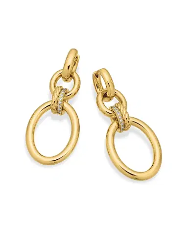 David Yurman Women's DY Mercer Circular Drop Earrings In 18K Yellow Gold - Gold | Thumbnail 5 David Yurman Women's DY Mercer Circular Drop Earrings In 18K Yellow Gold - Gold | Thumbnail 5
