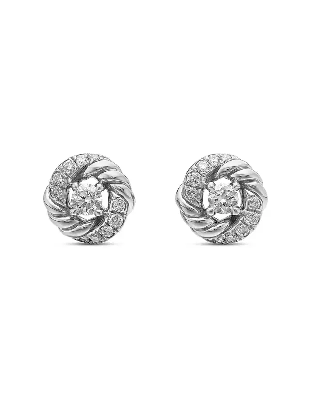 Women's Petite Infinity Stud Earrings in Sterling Silver - Diamond