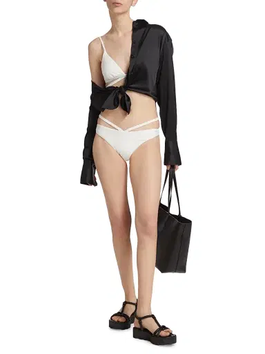 Simkhai Women's Emmalynn Strappy Bikini Bottoms - White - Size Large | Thumbnail 2 Simkhai Women's Emmalynn Strappy Bikini Bottoms - White - Size Large | Thumbnail 2