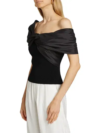 SIMKHAI Women's Celiana Twist Rib-Knit Combo Top - Black | Thumbnail 3 SIMKHAI Women's Celiana Twist Rib-Knit Combo Top - Black | Thumbnail 3