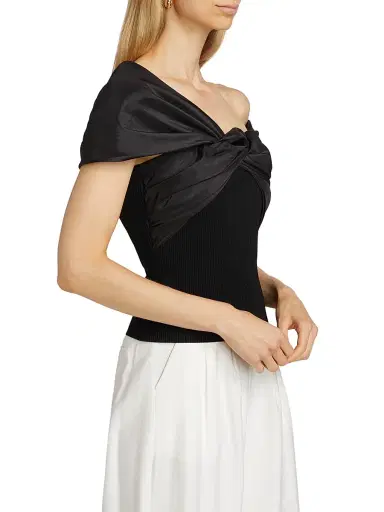 SIMKHAI Women's Celiana Twist Rib-Knit Combo Top - Black | Thumbnail 4 SIMKHAI Women's Celiana Twist Rib-Knit Combo Top - Black | Thumbnail 4