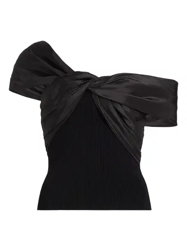 SIMKHAI Women's Celiana Twist Rib-Knit Combo Top - Black | Thumbnail 1 SIMKHAI Women's Celiana Twist Rib-Knit Combo Top - Black | Thumbnail 1