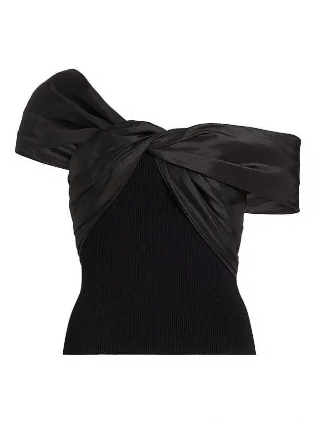 SIMKHAI Women's Celiana Twist Rib-Knit Combo Top - Black