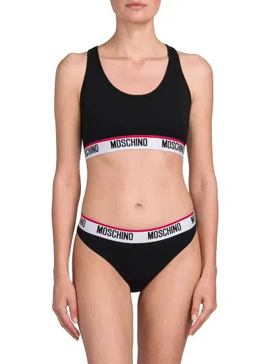 MOSCHINO Women's Logo Band Sports Bra - Black - Size XS | Thumbnail 3