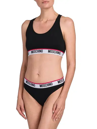 MOSCHINO Women's Logo Band Sports Bra - Black - Size XS | Thumbnail 4