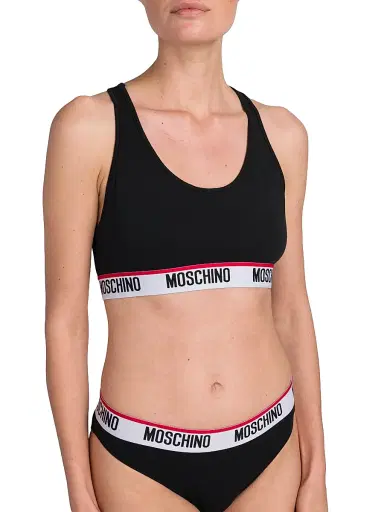 MOSCHINO Women's Logo Band Sports Bra - Black - Size XS | Thumbnail 6