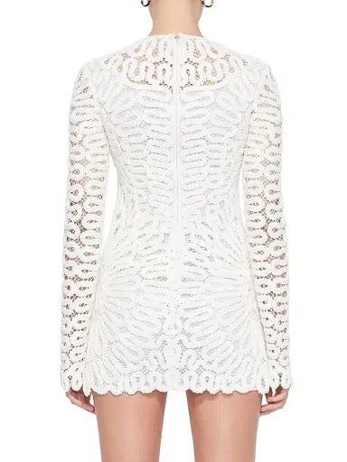 Simkhai Women's McCall Crocheted Long-Sleeve Minidress - White - Size 0 | Thumbnail 5 Simkhai Women's McCall Crocheted Long-Sleeve Minidress - White - Size 0 | Thumbnail 5