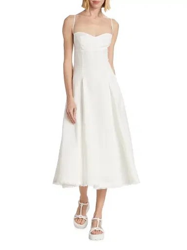 Simkhai Women's Analise Linen-Blend Bustier Midi-Dress - White - Size Small | Thumbnail 2