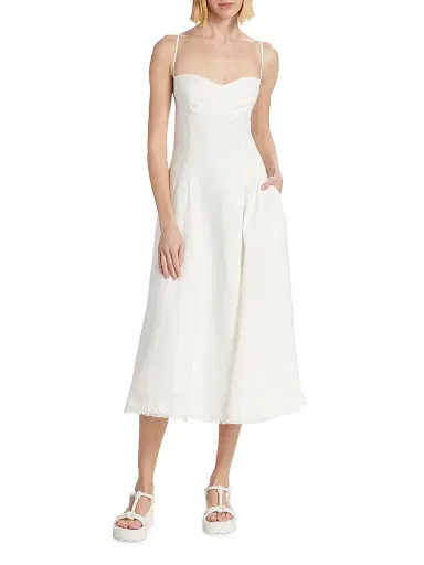 Simkhai Women's Analise Linen-Blend Bustier Midi-Dress - White - Size Small | Thumbnail 3