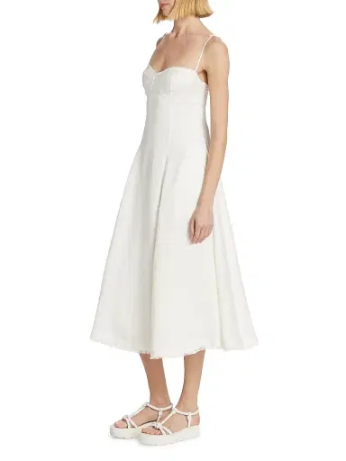 Simkhai Women's Analise Linen-Blend Bustier Midi-Dress - White - Size Small | Thumbnail 4