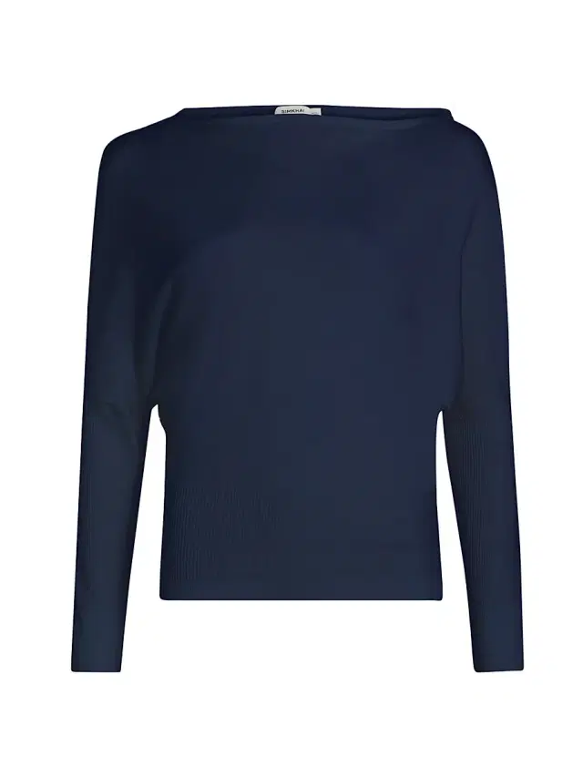 SIMKHAI Women's Lavina Wool-Blend Off-the-Shoulder Sweater - Midnight