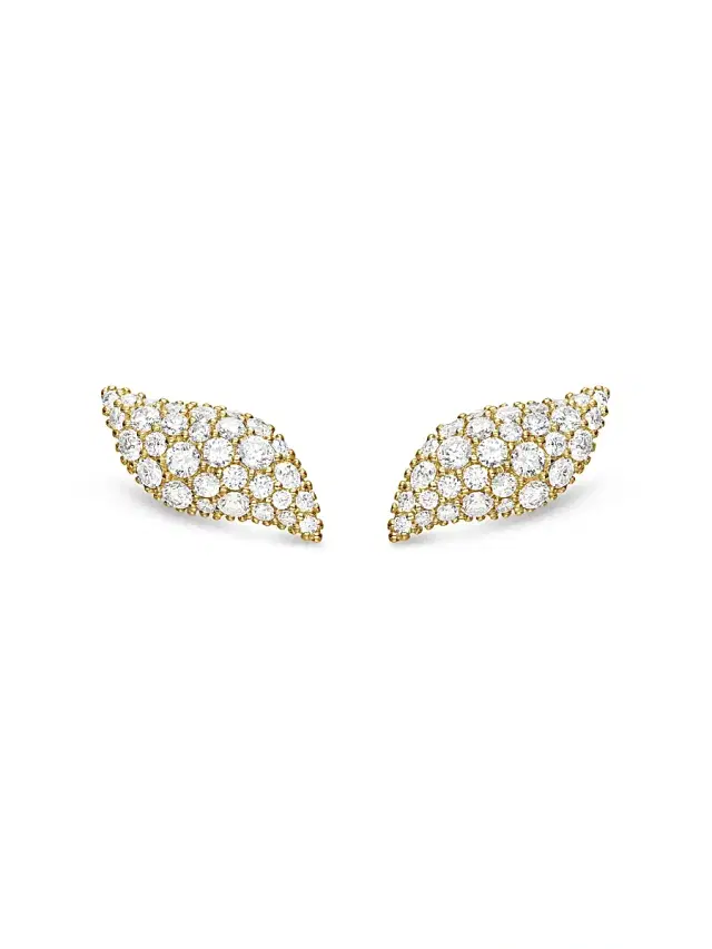 Women's Petite Pavé Flute Stud Earrings in 18K Yellow Gold with Diamonds, 10.6MM - Diamond