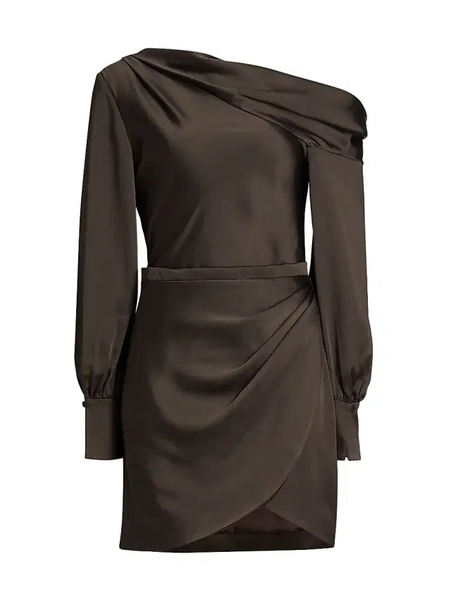 Women's Cameron Satin One-Shoulder Minidress - Chocolate