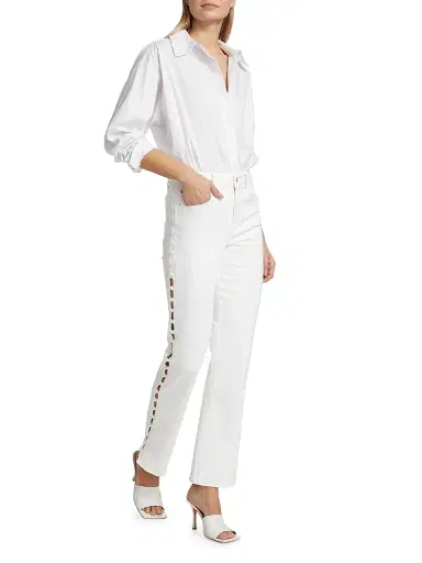 Simkhai Women's Amelia Faux Pearl-Embellished Jeans | Thumbnail 2