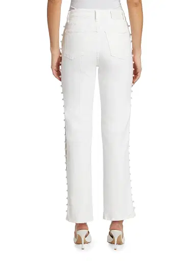 Simkhai Women's Amelia Faux Pearl-Embellished Jeans | Thumbnail 5