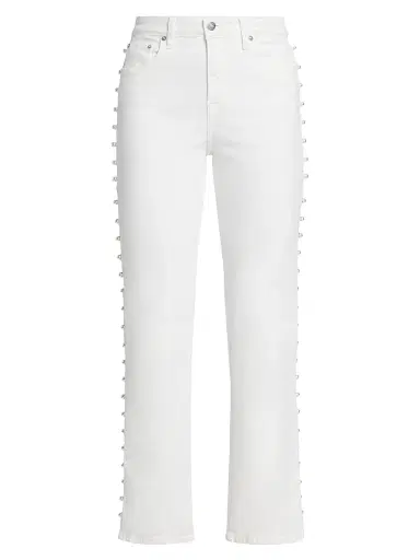 Simkhai Women's Amelia Faux Pearl-Embellished Jeans | Thumbnail 1