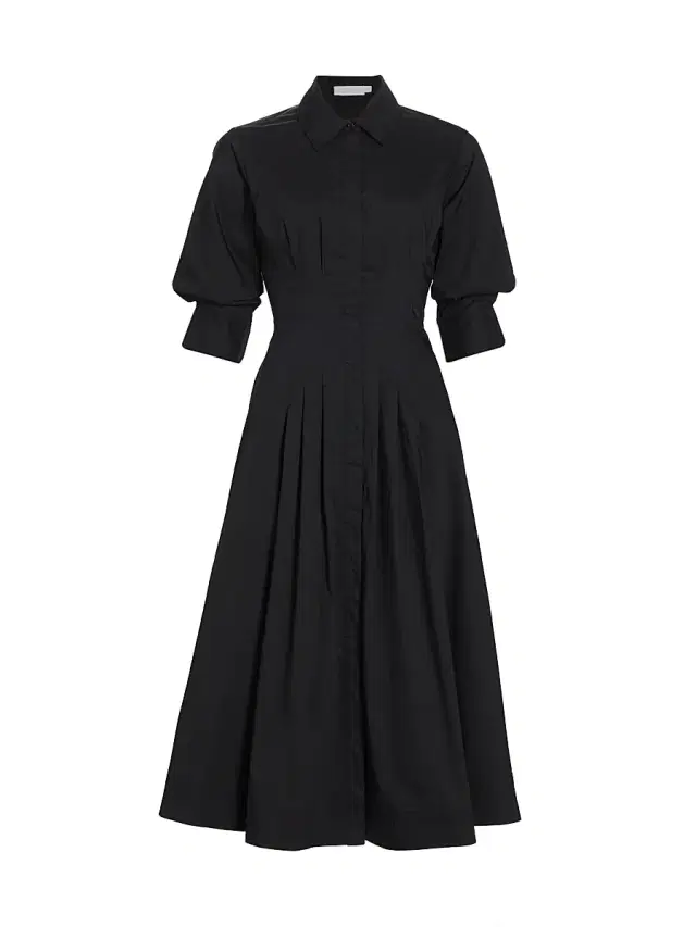 Women's Jazz Pintuck Poplin Midi-Dress - Black