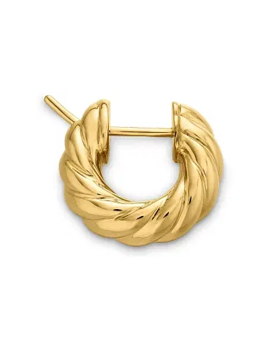 David Yurman Women's Sculpted Cable Hoop Earrings in 18K Yellow Gold, 14.4MM - Gold | Thumbnail 3 David Yurman Women's Sculpted Cable Hoop Earrings in 18K Yellow Gold, 14.4MM - Gold | Thumbnail 3