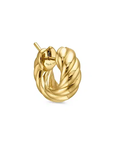 David Yurman Women's Sculpted Cable Hoop Earrings in 18K Yellow Gold, 14.4MM - Gold | Thumbnail 5 David Yurman Women's Sculpted Cable Hoop Earrings in 18K Yellow Gold, 14.4MM - Gold | Thumbnail 5