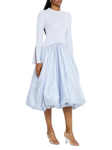 Simkhai Women's Kenlie Mixed-Media Bubble Skirt Midi-Dress - Blue | Thumbnail 4