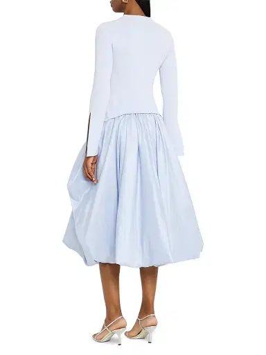 Simkhai Women's Kenlie Mixed-Media Bubble Skirt Midi-Dress - Blue | Thumbnail 5
