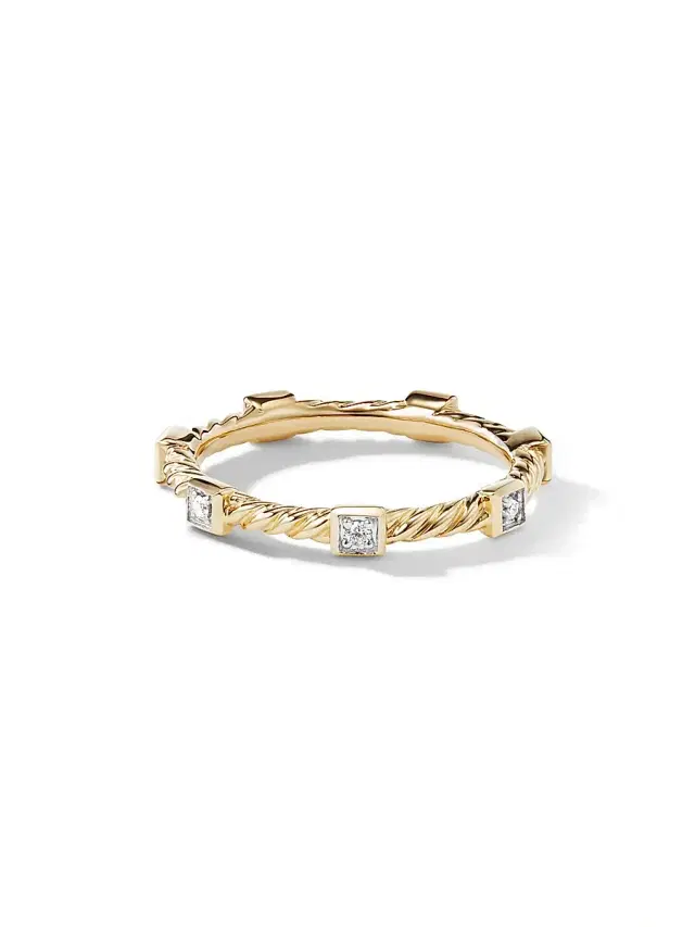 Women's Cable Collectibles Stations Stack Ring in 18K Yellow Gold - Gold