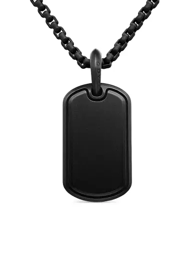 David Yurman Men's Sculpted Cable Tag in Black Titanium, 27MM - Black | Thumbnail 4 David Yurman Men's Sculpted Cable Tag in Black Titanium, 27MM - Black | Thumbnail 4