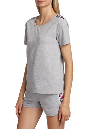 MOSCHINO Women's Logo Band T-Shirt - Grey - Size Small | Thumbnail 4