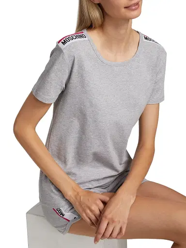 MOSCHINO Women's Logo Band T-Shirt - Grey - Size Small | Thumbnail 6