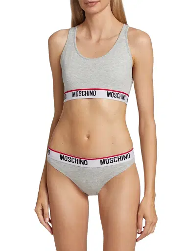 MOSCHINO Women's Core Logo-Hem Sports Bra | Thumbnail 3