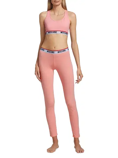 MOSCHINO Women's Core Banded Logo-Waist Leggings - Pink - Size Small | Thumbnail 2