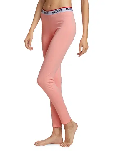 MOSCHINO Women's Core Banded Logo-Waist Leggings - Pink - Size Small | Thumbnail 4