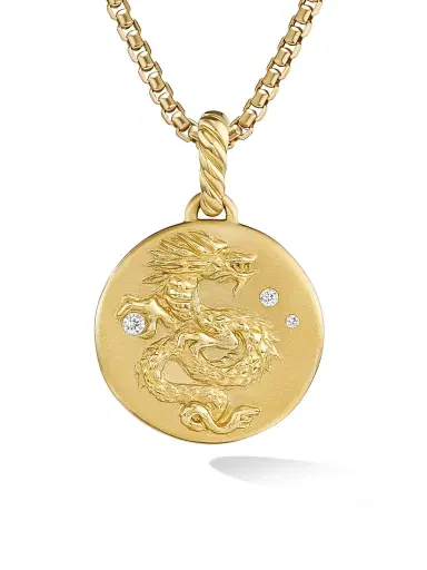 David Yurman Women's Dragon Amulet in 18K Yellow Gold with Diamonds - Diamond | Thumbnail 1