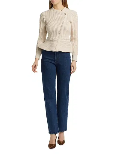 Simkhai Women's Andi Knit Peplum Jacket - Stone - Size XL | Thumbnail 2