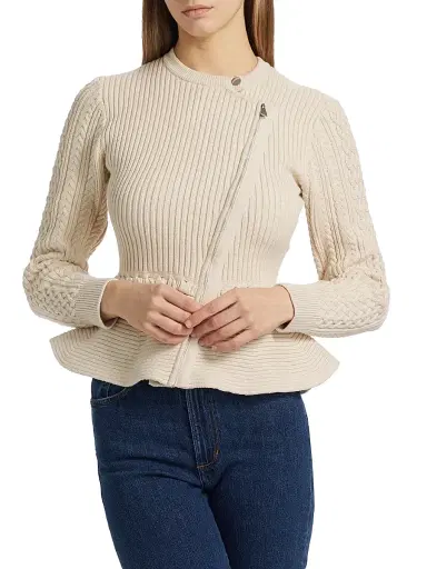 Simkhai Women's Andi Knit Peplum Jacket - Stone - Size XL | Thumbnail 3