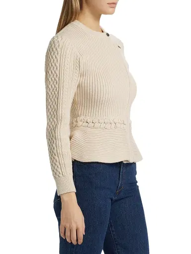 Simkhai Women's Andi Knit Peplum Jacket - Stone - Size XL | Thumbnail 4