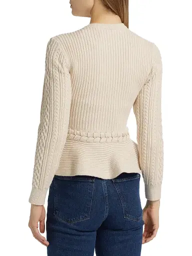 Simkhai Women's Andi Knit Peplum Jacket - Stone - Size XL | Thumbnail 5
