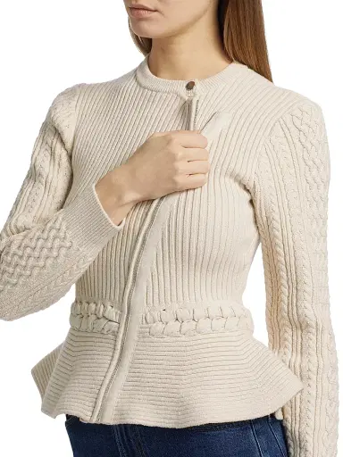 Simkhai Women's Andi Knit Peplum Jacket - Stone - Size XL | Thumbnail 6