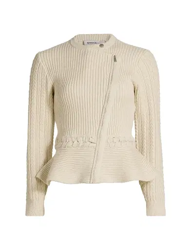 Simkhai Women's Andi Knit Peplum Jacket - Stone - Size XL | Thumbnail 1