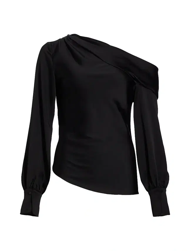 SIMKHAI Women's Alice Satin One-Shoulder Top - Black