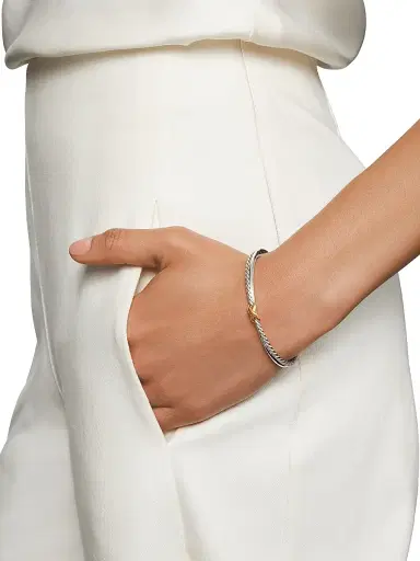 David Yurman Women's Petite X Center Station Bracelet with 18K Yellow Gold - Silver | Thumbnail 3 David Yurman Women's Petite X Center Station Bracelet with 18K Yellow Gold - Silver | Thumbnail 3