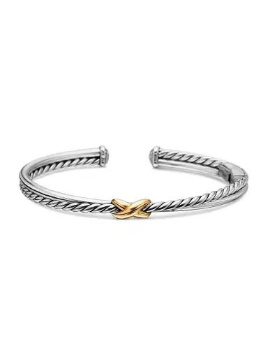 David Yurman Women's Petite X Center Station Bracelet with 18K Yellow Gold - Silver | Thumbnail 5 David Yurman Women's Petite X Center Station Bracelet with 18K Yellow Gold - Silver | Thumbnail 5