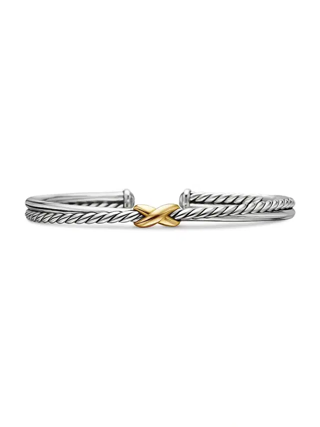 Women's Petite X Center Station Bracelet with 18K Yellow Gold - Silver Women's Petite X Center Station Bracelet with 18K Yellow Gold - Silver