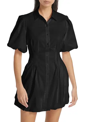 Simkhai Women's Cleo Puff-Sleeve Pintuck Minidress | Thumbnail 3 Simkhai Women's Cleo Puff-Sleeve Pintuck Minidress | Thumbnail 3