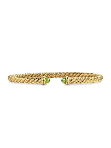 David Yurman Women's Cablespira Flex Bracelet in 18K Yellow Gold - Peridot | Thumbnail 1 David Yurman Women's Cablespira Flex Bracelet in 18K Yellow Gold - Peridot | Thumbnail 1