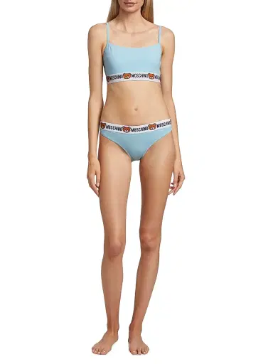 MOSCHINO Women's Underbear Logo Band Brief - Light Blue - Size Large | Thumbnail 2