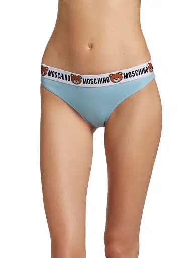 MOSCHINO Women's Underbear Logo Band Brief - Light Blue - Size Large | Thumbnail 3