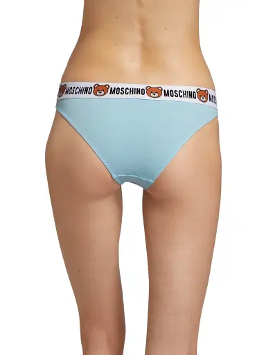 MOSCHINO Women's Underbear Logo Band Brief - Light Blue - Size Large | Thumbnail 4