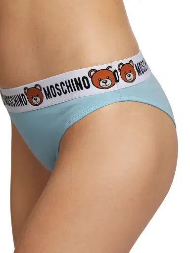 MOSCHINO Women's Underbear Logo Band Brief - Light Blue - Size Large | Thumbnail 5