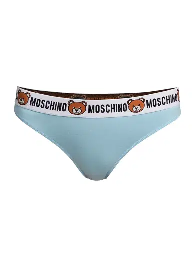 MOSCHINO Women's Underbear Logo Band Brief - Light Blue - Size Large | Thumbnail 1